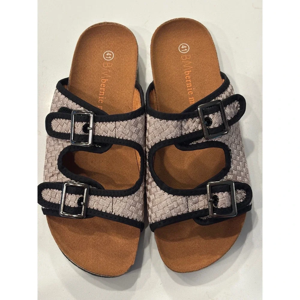 Bernie Mev Sunset Euro 41 US 10 Slide Sandals Womens Metallic Pewter - Picture 2 of 7